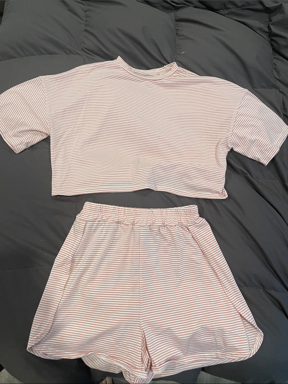 Amazon Women's Pink and White Stripe Pajama Set